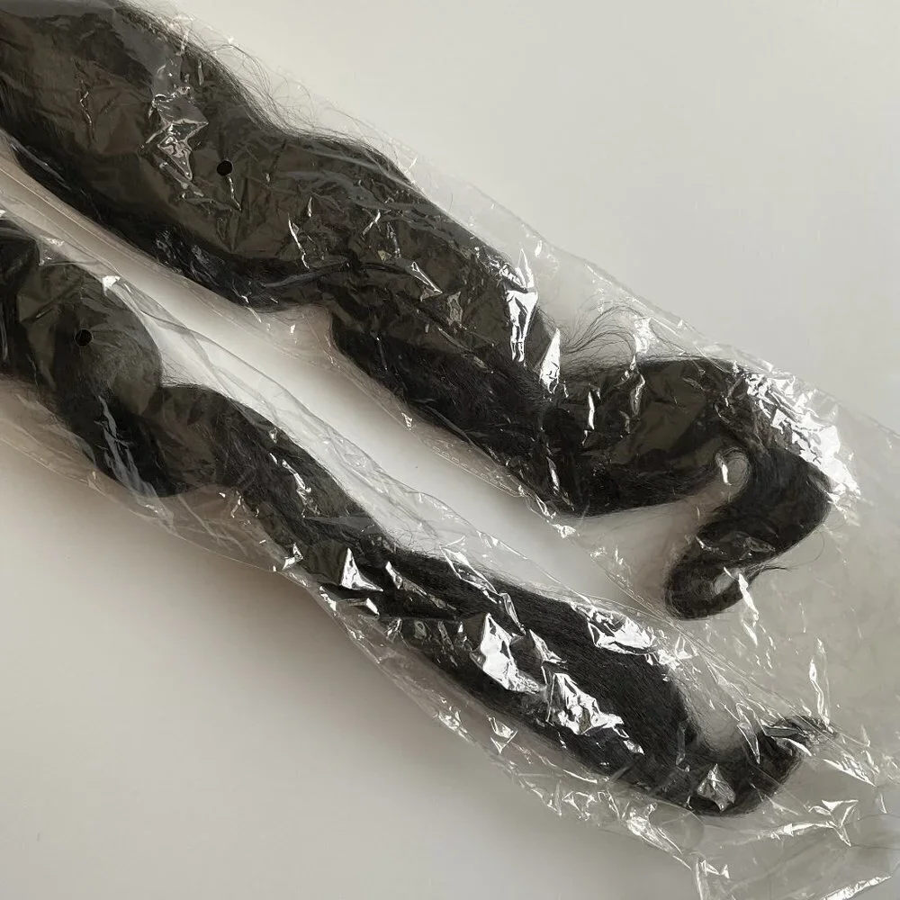 NEW HAIR EXTENSIONS PRE-STRETCHED BLACK GREEN TINSEL
